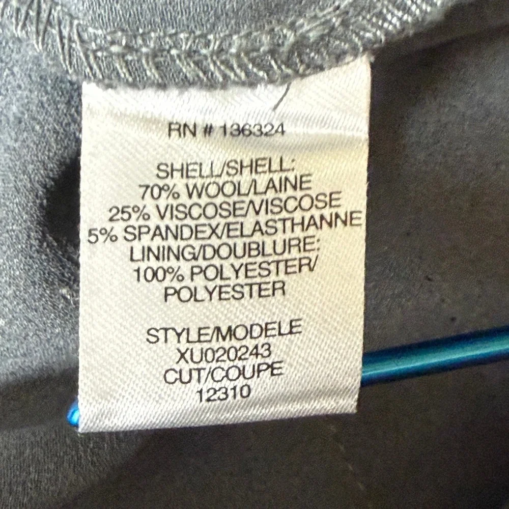 Halston Heritage Pants Womens 10 Gray Wool Blend Dressy Straight Leg Split Ankle